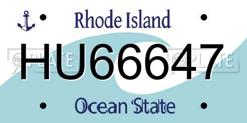HU66647 Rhode Island License Plate