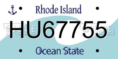 HU67755 Rhode Island License Plate