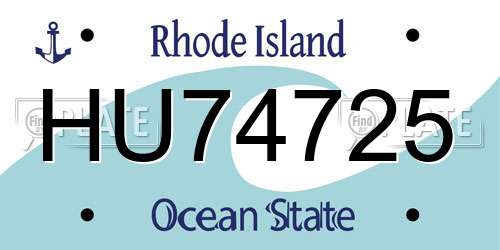 HU74725 Rhode Island License Plate