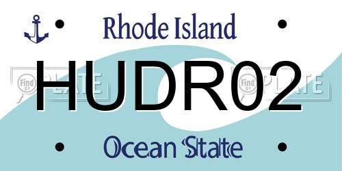 HUDR02 Rhode Island License Plate