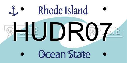 HUDR07 Rhode Island License Plate