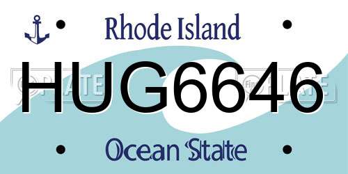 HUG6646 Rhode Island License Plate