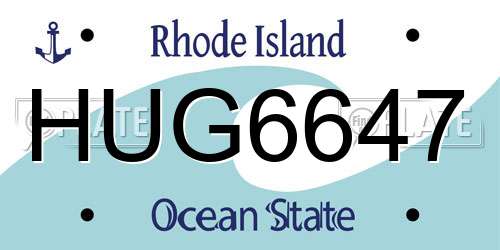HUG6647 Rhode Island License Plate