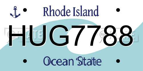 HUG7788 Rhode Island License Plate