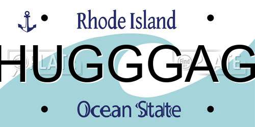 HUGGGAG Rhode Island License Plate