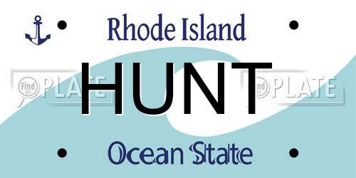 HUNT Rhode Island License Plate