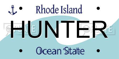 HUNTER Rhode Island License Plate