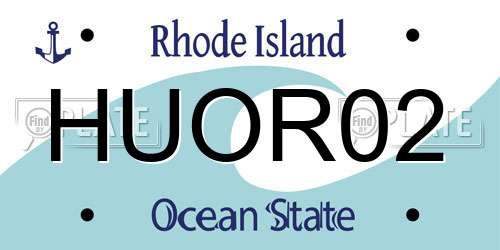 HUOR02 Rhode Island License Plate