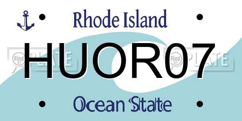 HUOR07 Rhode Island License Plate