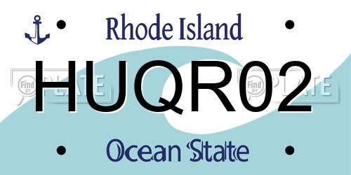 HUQR02 Rhode Island License Plate