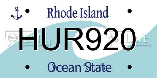HUR920 Rhode Island License Plate