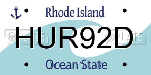 HUR92D Rhode Island License Plate