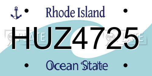 HUZ4725 Rhode Island License Plate