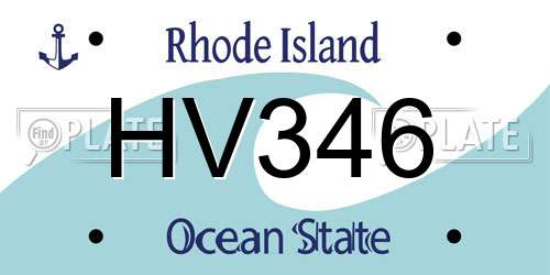 HV346 Rhode Island License Plate