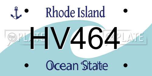 HV464 Rhode Island License Plate