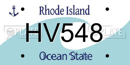 HV548 Rhode Island License Plate