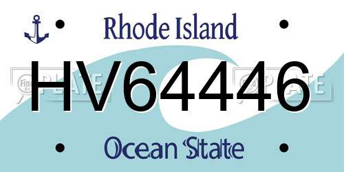 HV64446 Rhode Island License Plate