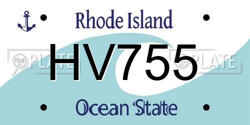 HV755 Rhode Island License Plate