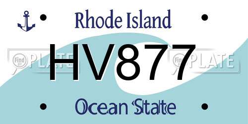 HV877 Rhode Island License Plate