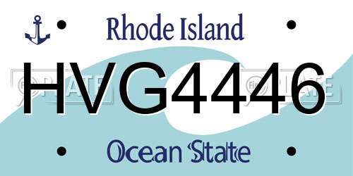 HVG4446 Rhode Island License Plate