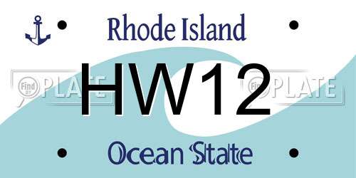 HW12 Rhode Island License Plate
