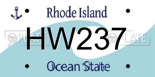 HW237 Rhode Island License Plate