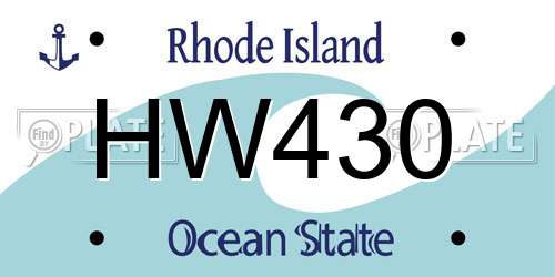 HW430 Rhode Island License Plate