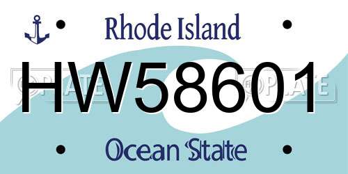 HW58601 Rhode Island License Plate