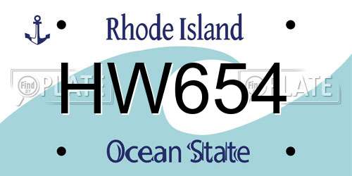 HW654 Rhode Island License Plate