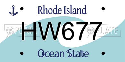 HW677 Rhode Island License Plate