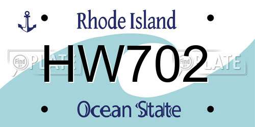 HW702 Rhode Island License Plate