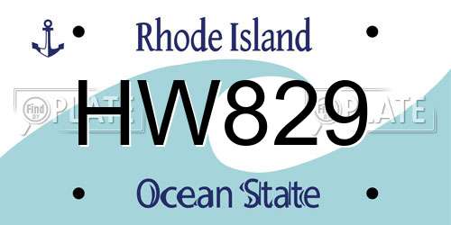HW829 Rhode Island License Plate