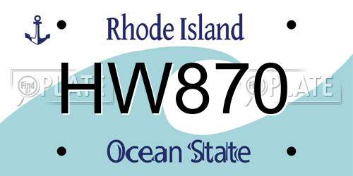 HW870 Rhode Island License Plate