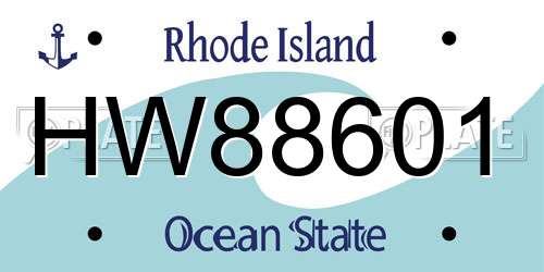 HW88601 Rhode Island License Plate