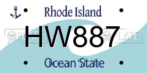 HW887 Rhode Island License Plate