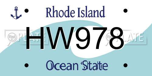 HW978 Rhode Island License Plate