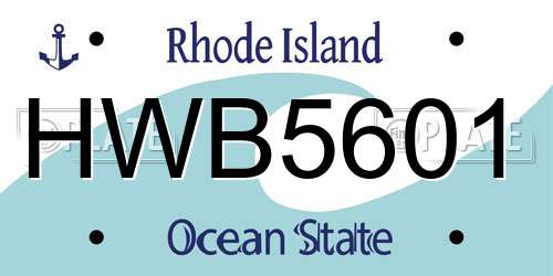 HWB5601 Rhode Island License Plate