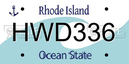 HWD336 Rhode Island License Plate