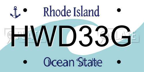 HWD33G Rhode Island License Plate