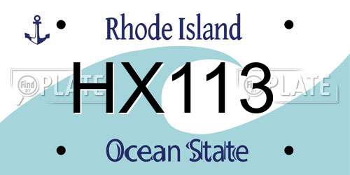 HX113 Rhode Island License Plate