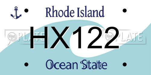 HX122 Rhode Island License Plate