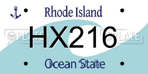 HX216 Rhode Island License Plate