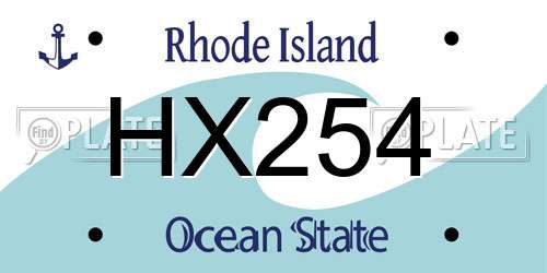 HX254 Rhode Island License Plate