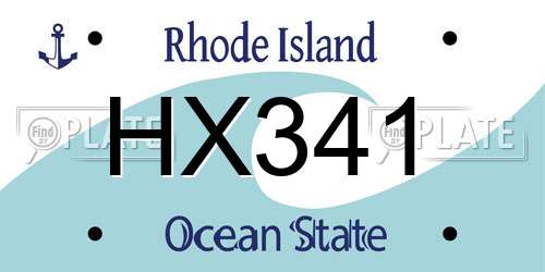 HX341 Rhode Island License Plate