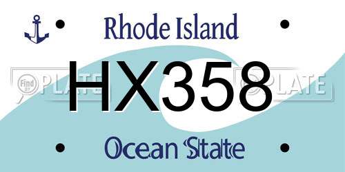 HX358 Rhode Island License Plate