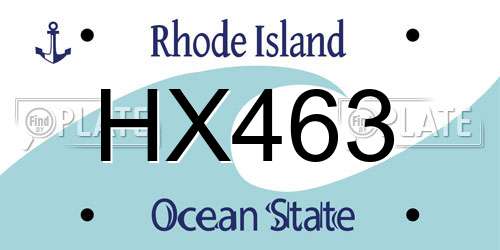 HX463 Rhode Island License Plate