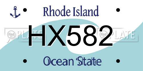 HX582 Rhode Island License Plate