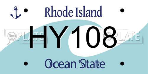 HY108 Rhode Island License Plate