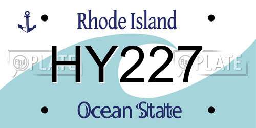HY227 Rhode Island License Plate