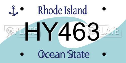 HY463 Rhode Island License Plate